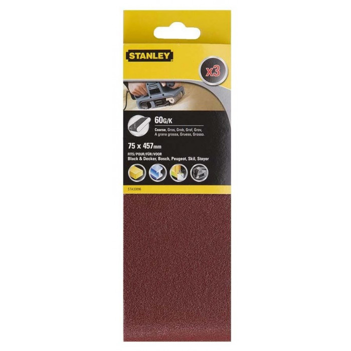 Стрічка шліфувальна Stanley 75х457 мм P60 3 шт STA33096-XJ