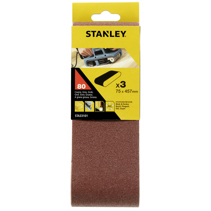 Стрічка шліфувальна Stanley 75х457 мм P80 3 шт STA33101-XJ