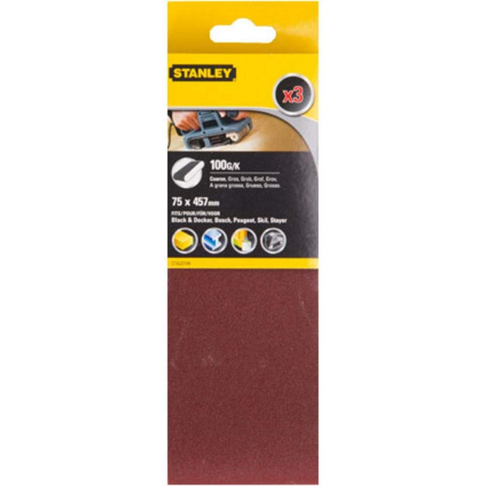 Стрічка шліфувальна Stanley 75х457 мм P100 3 шт STA33106-XJ