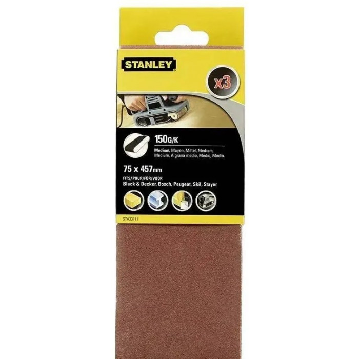 Стрічка шліфувальна Stanley 75х457 мм P150 3 шт STA33111-XJ