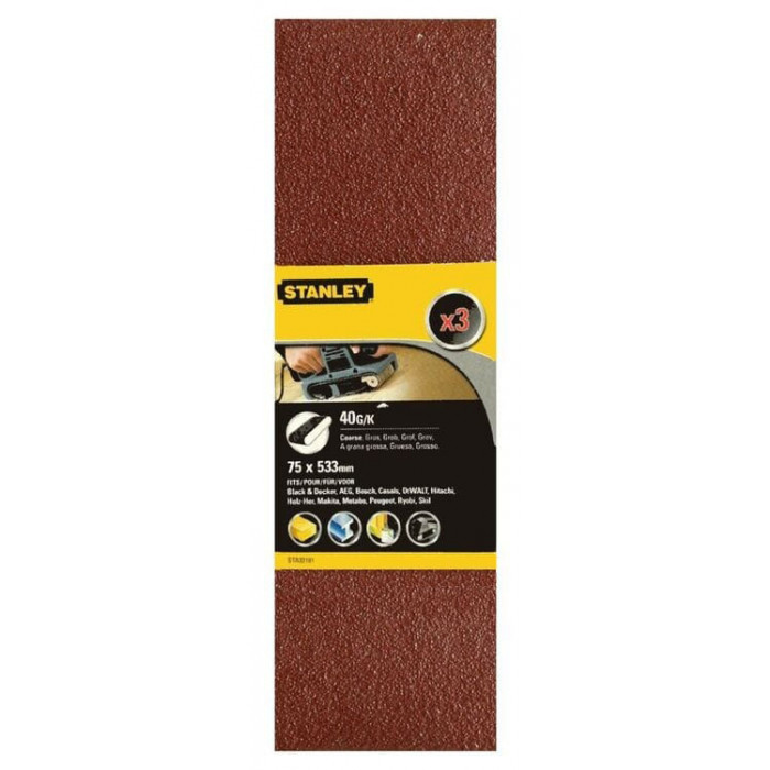 Стрічка шліфувальна Stanley 75х533 мм P40 3 шт STA33181-XJ