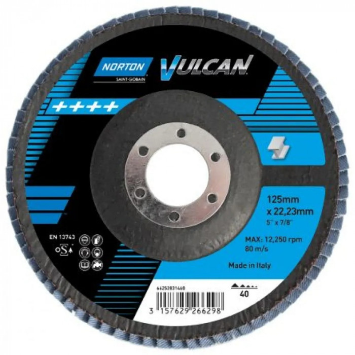 Коло шліфувальне пелюсткове Norton Vulcan X-Treme 125х22 мм Р80 70V803