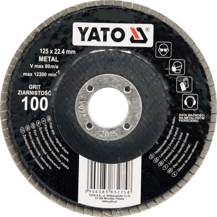 Коло шліфувальне пелюсткове Yato Aluminium Oxide K40 125 х 22.4 мм YT-83272