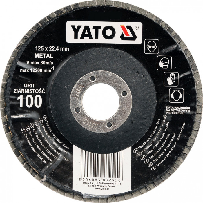 Круг шліфувальний пелюстковий опуклий Yato Aluminium Oxide K120 125 х 22.4 мм YT-83296