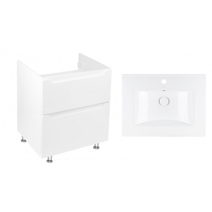 Комплект Qtap тумба напольная Scorpio 600х825х460 мм White + раковина врезная Albatross QT71SC43951