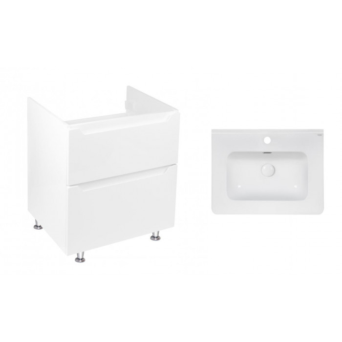 Комплект Qtap тумба напольная Scorpio 600х825х460 мм White + раковина врезная Albatross 9H QT71SC43953