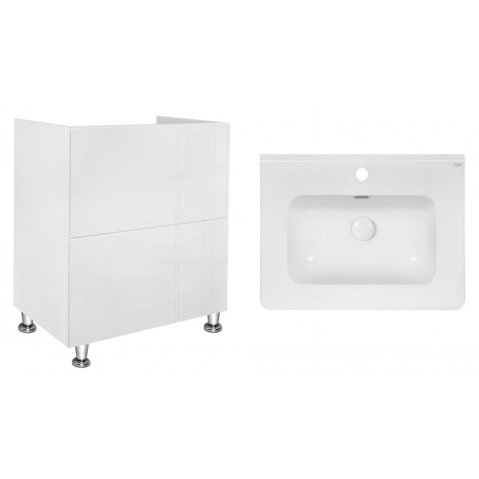 Комплект Qtap тумба напольная Tern 600х725х437 мм White + раковина врезная Albatross 9H QT71TE44086