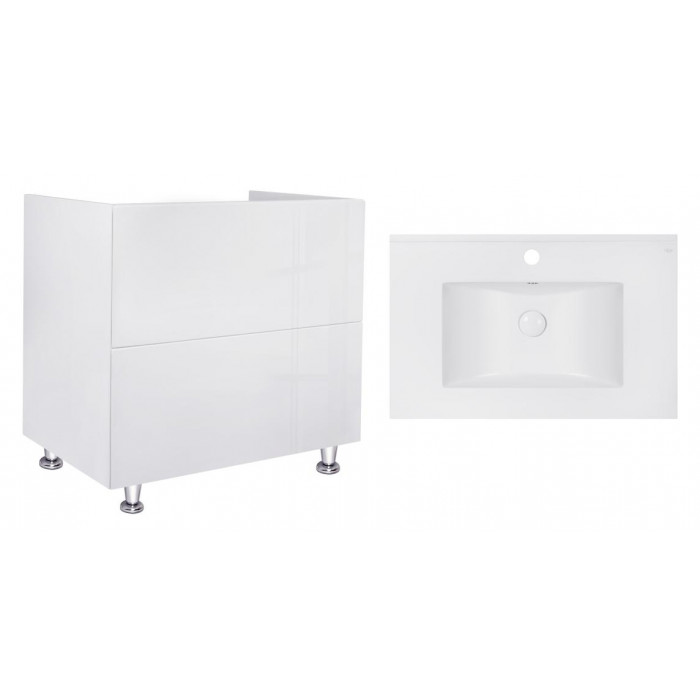Комплект Qtap тумба напольная Tern 800х725х437 мм White + раковина врезная Albatross E QT71TE44095