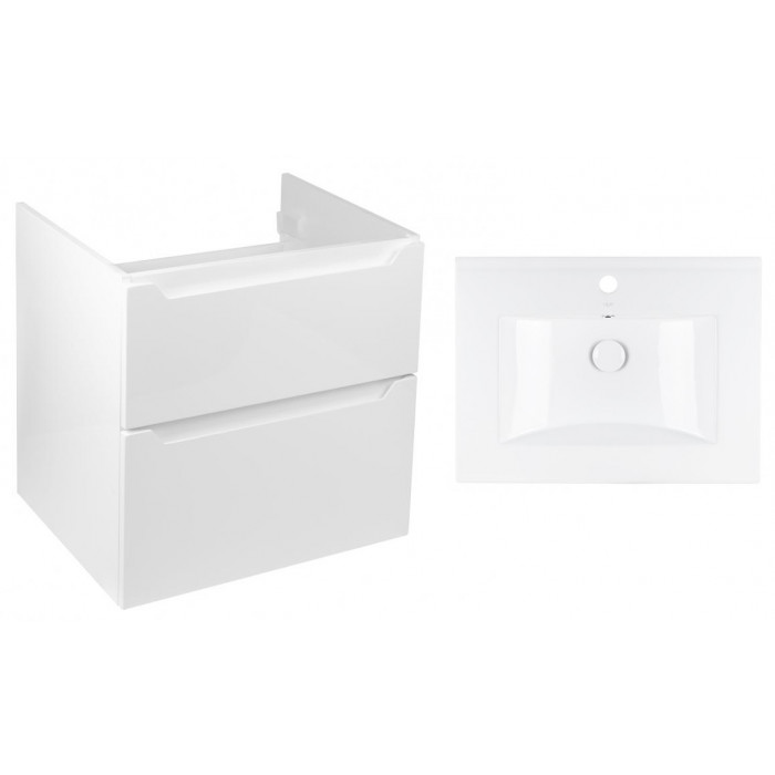 Комплект Qtap тумба подвесная Scorpio 600х585х460 мм White + раковина врезная Albatross QT71SC43964