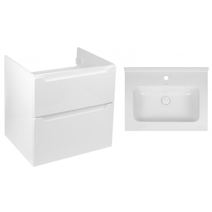 Комплект Qtap тумба подвесная Scorpio 600х585х460 мм White + раковина врезная Albatross 01 QT71SC43965