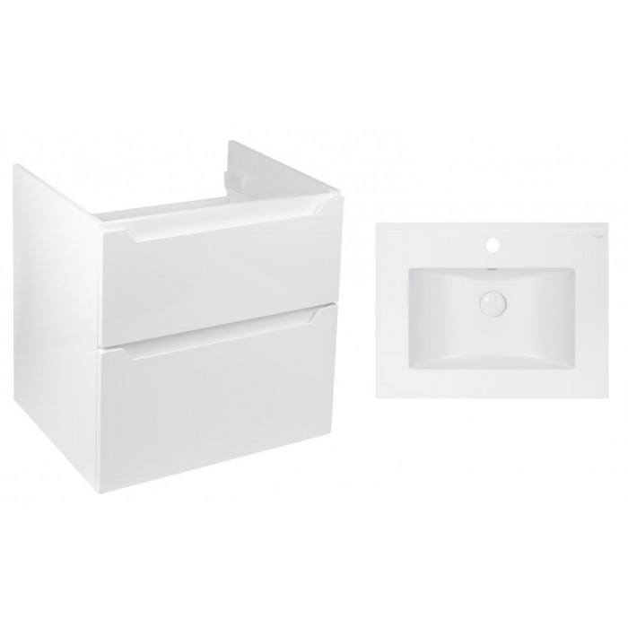 Комплект Qtap тумба подвесная Scorpio 600х585х460 мм White + раковина врезная Albatross E QT71SC43967