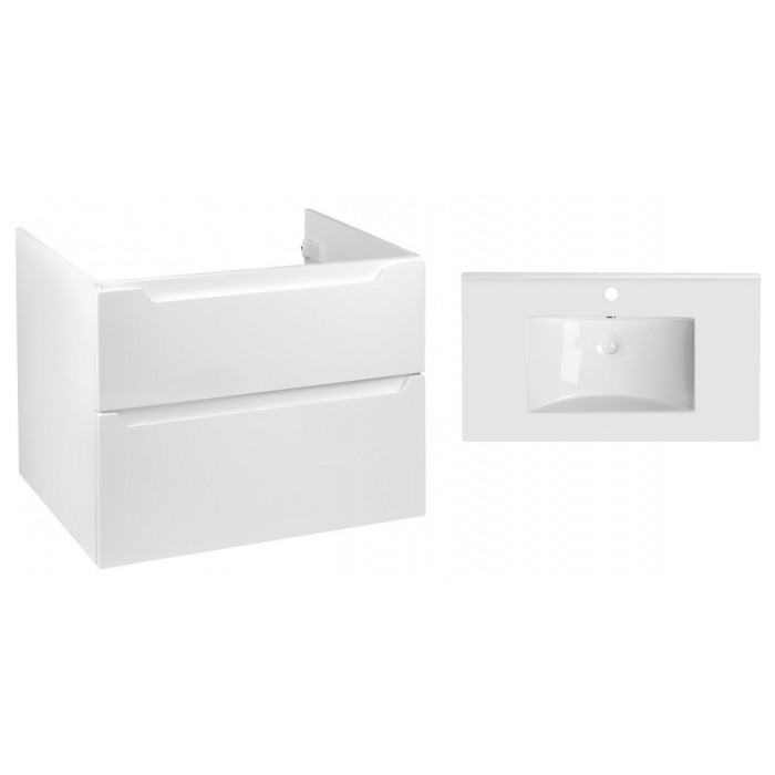 Комплект Qtap тумба подвесная Scorpio 800х585х460 мм White + раковина врезная Albatross QT71SC43972