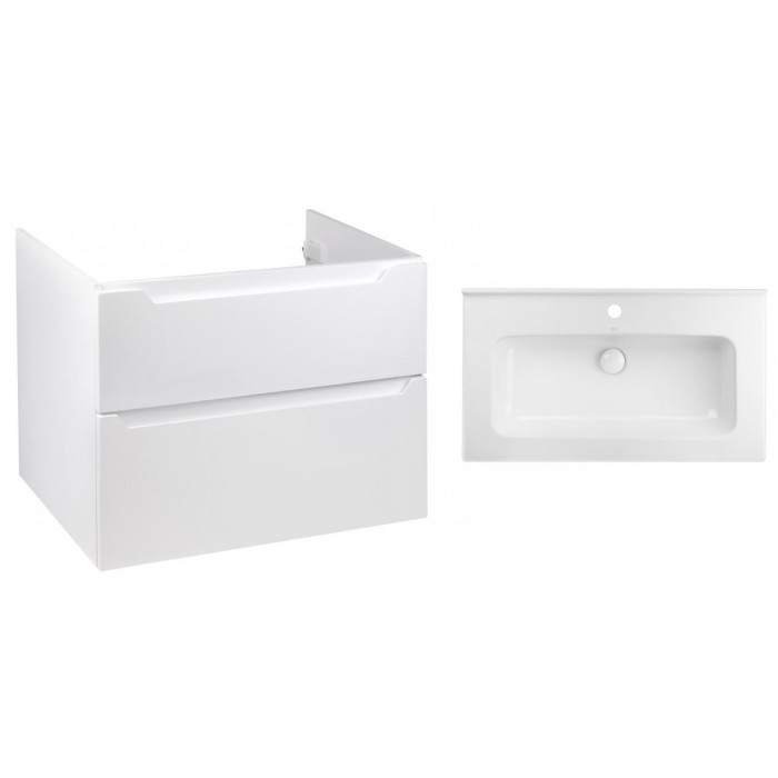 Комплект Qtap тумба подвесная Scorpio 800х585х460 мм White + раковина врезная Albatross 01 QT71SC43973