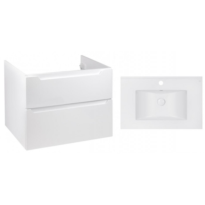 Комплект Qtap тумба подвесная Scorpio 800х585х460 мм White + раковина врезная Albatross E QT71SC43975