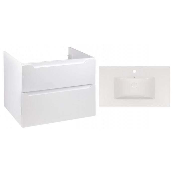 Комплект Qtap тумба подвесная Scorpio 800х585х460 мм White + раковина врезная Albatross New QT71SC43976