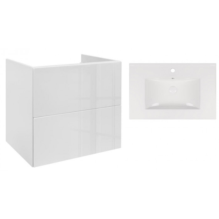 Комплект Qtap тумба подвесная Tern 700х580х437 мм White + раковина врезная Albatross New QT71TE44104