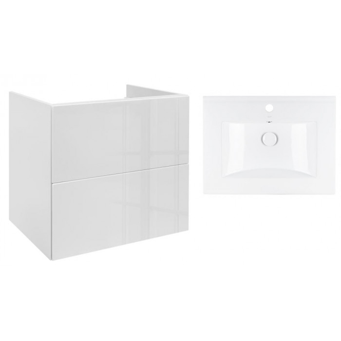 Комплект Qtap тумба подвесная Tern 600х580х437 мм White + раковина врезная Albatross QT71TE44097