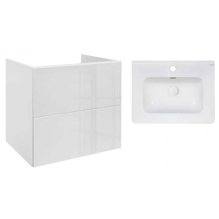 Комплект Qtap тумба подвесная Tern 600х580х437 мм White + раковина врезная Albatross 9H QT71TE44099