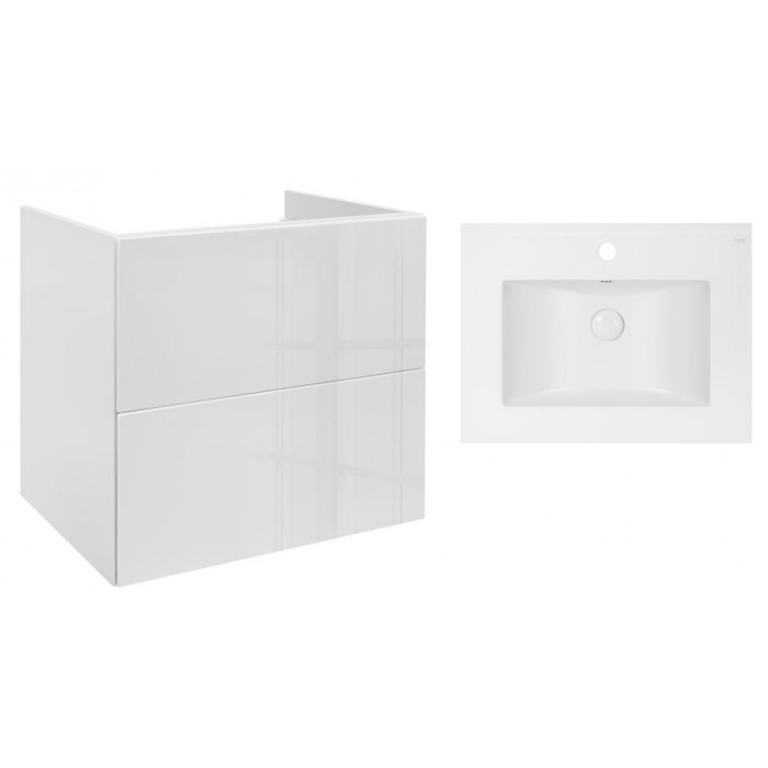 Комплект Qtap тумба подвесная Tern 600х580х437 мм White + раковина врезная Albatross E QT71TE44100