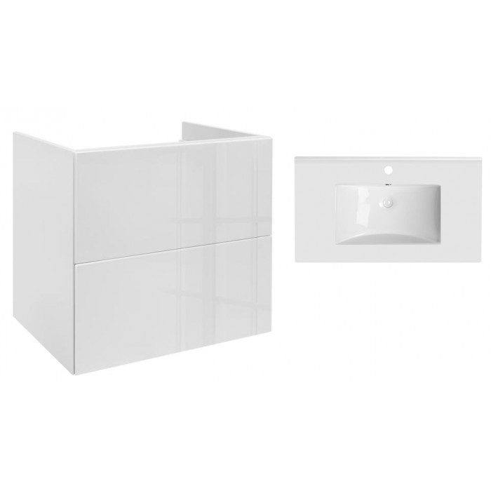 Комплект Qtap тумба подвесная Tern 800х580х437 мм White + раковина врезная Albatross QT71TE44105