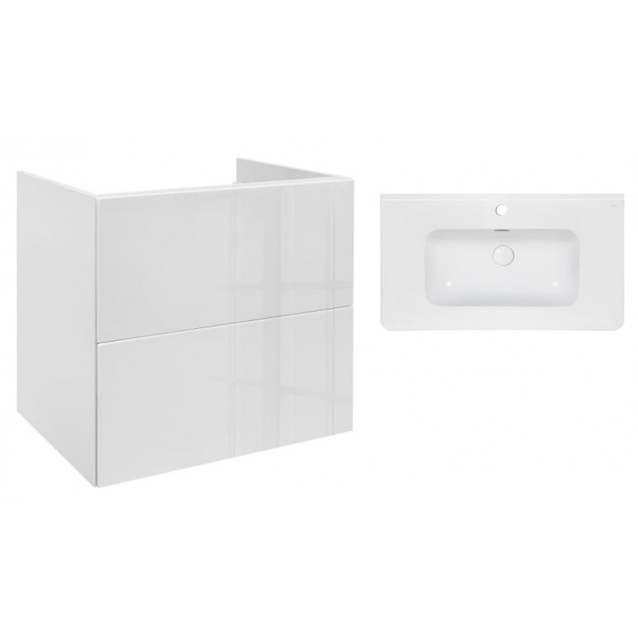 Комплект Qtap тумба подвесная Tern 800х580х437 мм White + раковина врезная Albatross 9H QT71TE44107