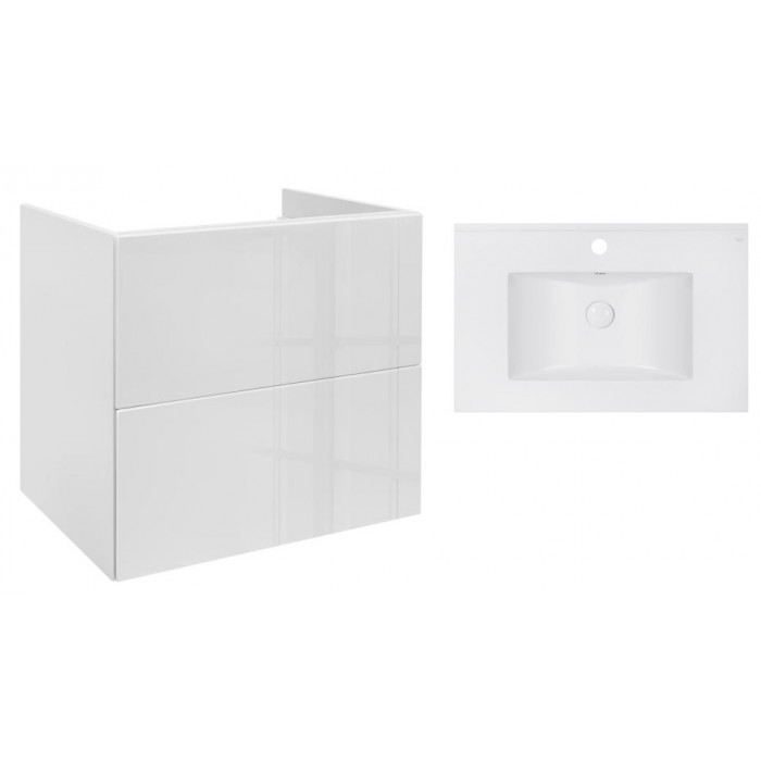 Комплект Qtap тумба подвесная Tern 800х580х437 мм White + раковина врезная Albatross E QT71TE44108