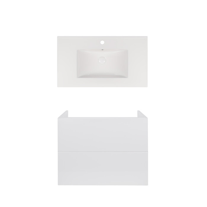 Комплект Qtap тумба подвесная Tern 800х580х437 мм White + раковина врезная Albatross New QT71TE44109