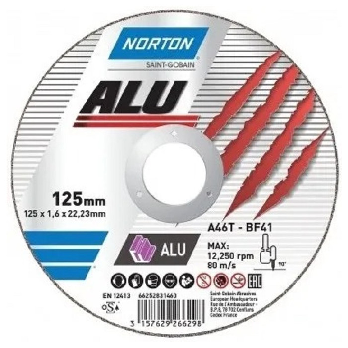 Диск відрізний по алюмінію Norton-Alu A46N 230/22,2 мм, T=1,9 мм 66252839271