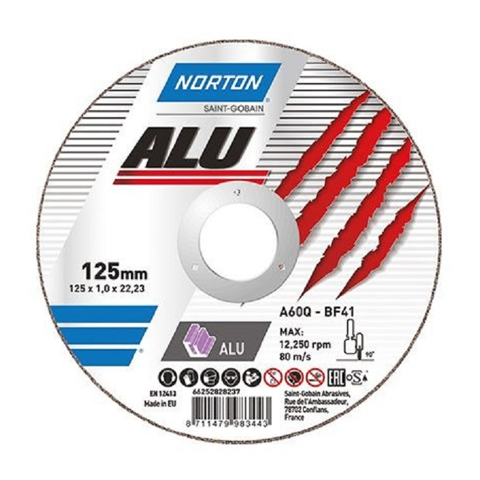 Диск відрізний по алюмінію Norton-Alu A60Q 125/22,2 мм, T=1,6 мм 66252828234