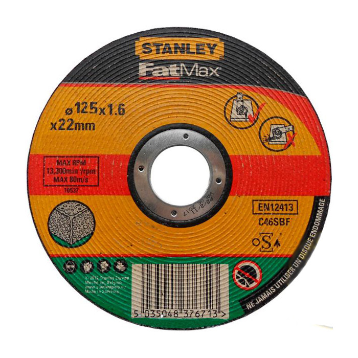 Диск відрізний по каменю та бетону Stanley 125х22х1.6 мм STA32617-QZ