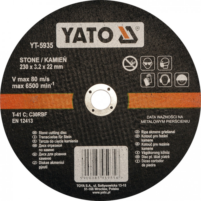 Диск відрізний по каменю Yato 230х22х3.2 мм YT-5935