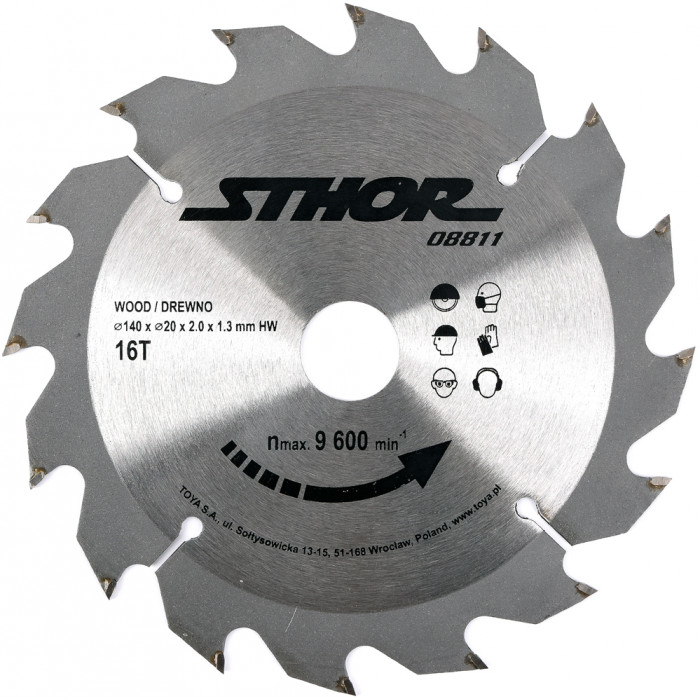 Диск пильний по дереву Sthor 140х20 мм H=2 мм 16 зубців 08811