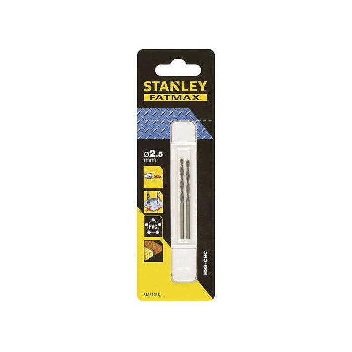 Сверло скоростное по металлу, дереву, пластику Stanley 2.5 мм STA51018-QZ
