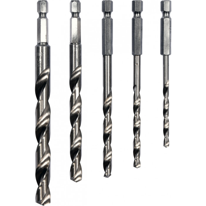 Набор сверл по металлу с шестигранным хвостовиком 1/4" Sthor 4-10 мм 5 шт 21650