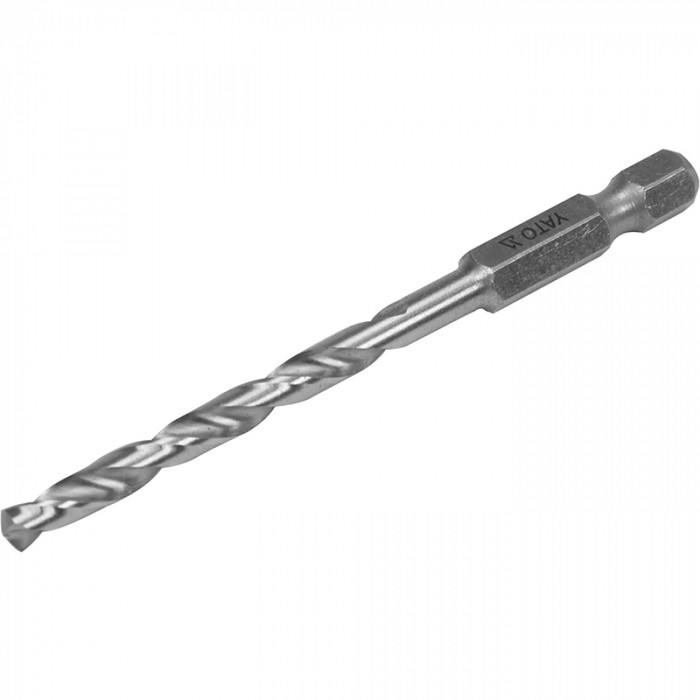 Сверло по металлу Yato 4.5х80/47 мм HEX-1/4" HSS 6542 для нержавеющей конструктивной легированной стали YT-44868