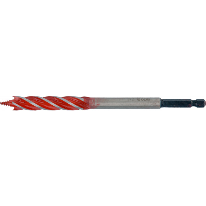Сверло по дереву Yato 12х165 мм HEX-1/4" HRC 40-45 с 4 режущими кромкам YT-44681