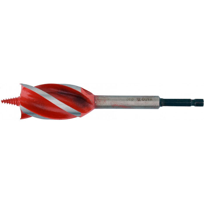 Сверло по дереву Yato 30х165 мм HEX-1/4" HRC 40-45 с 4 режущими кромкам YT-44689