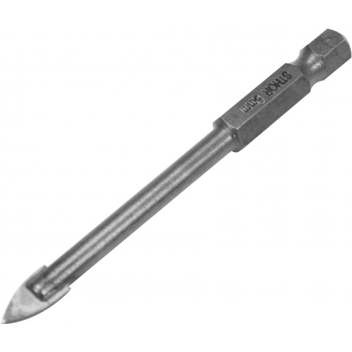 Сверло по стеклу и керамике Sthor 6х75 мм HEX-1/4" YG6X 21703