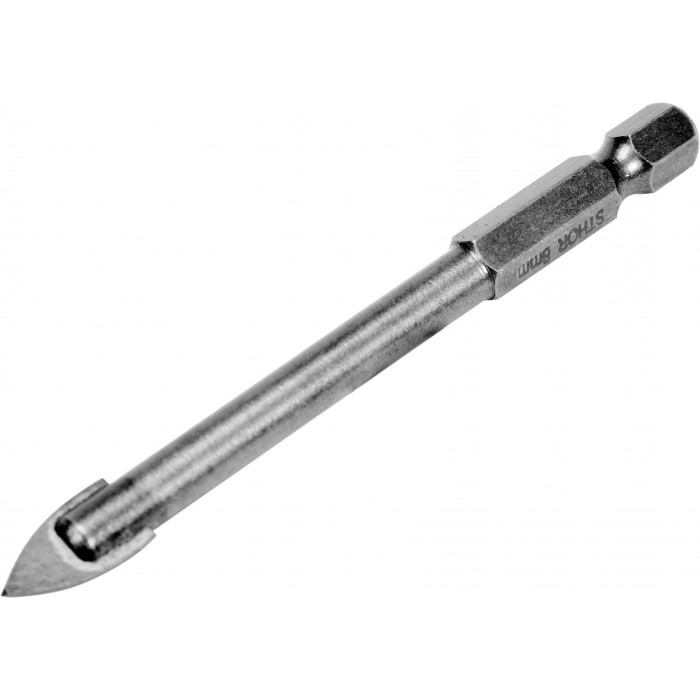Сверло по стеклу и керамике Sthor 8х80 мм HEX-1/4" YG6X 21704