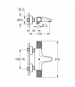 Смеситель термостатический для ванны Grohe Grohtherm 1000 Performance 34779000