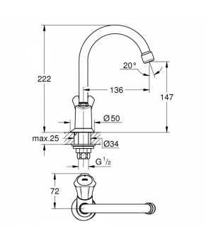 Кран на одну воду для раковины Grohe Costa L-Size 20393001