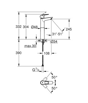 Смеситель для раковины Grohe BauLoop New XL-Size 23764001