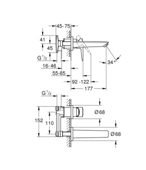 Смеситель для раковины скрытого монтажа Grohe BauLoop New 20289001
