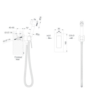 Гигиенический душ с врезным смесителем черный IMPRESE GRAFIKY ZMK041807120