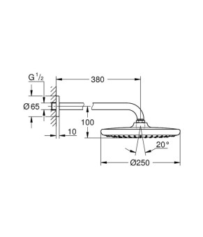 Лейка для верхнего душа с держателем Grohe Tempesta 250 26668000