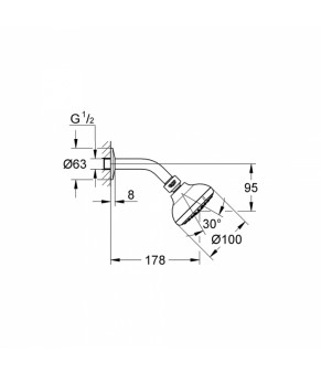 Лейка для верхнего душа с держателем Grohe New Tempesta 100 26088001