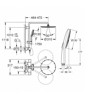 Душевая система Grohe Rainshower Smartactive 27966001