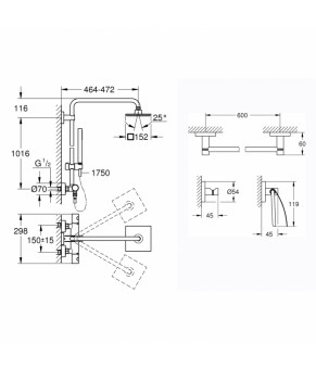 Комплект Grohe душевая система Euphoria 27932000 + набор аксессуаров Essentials 40775001