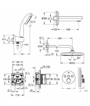 Душевая система Grohe Grohtherm SmartControl 26416SC2