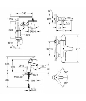 Набор смесителей Grohe Eurosmart 34102TS